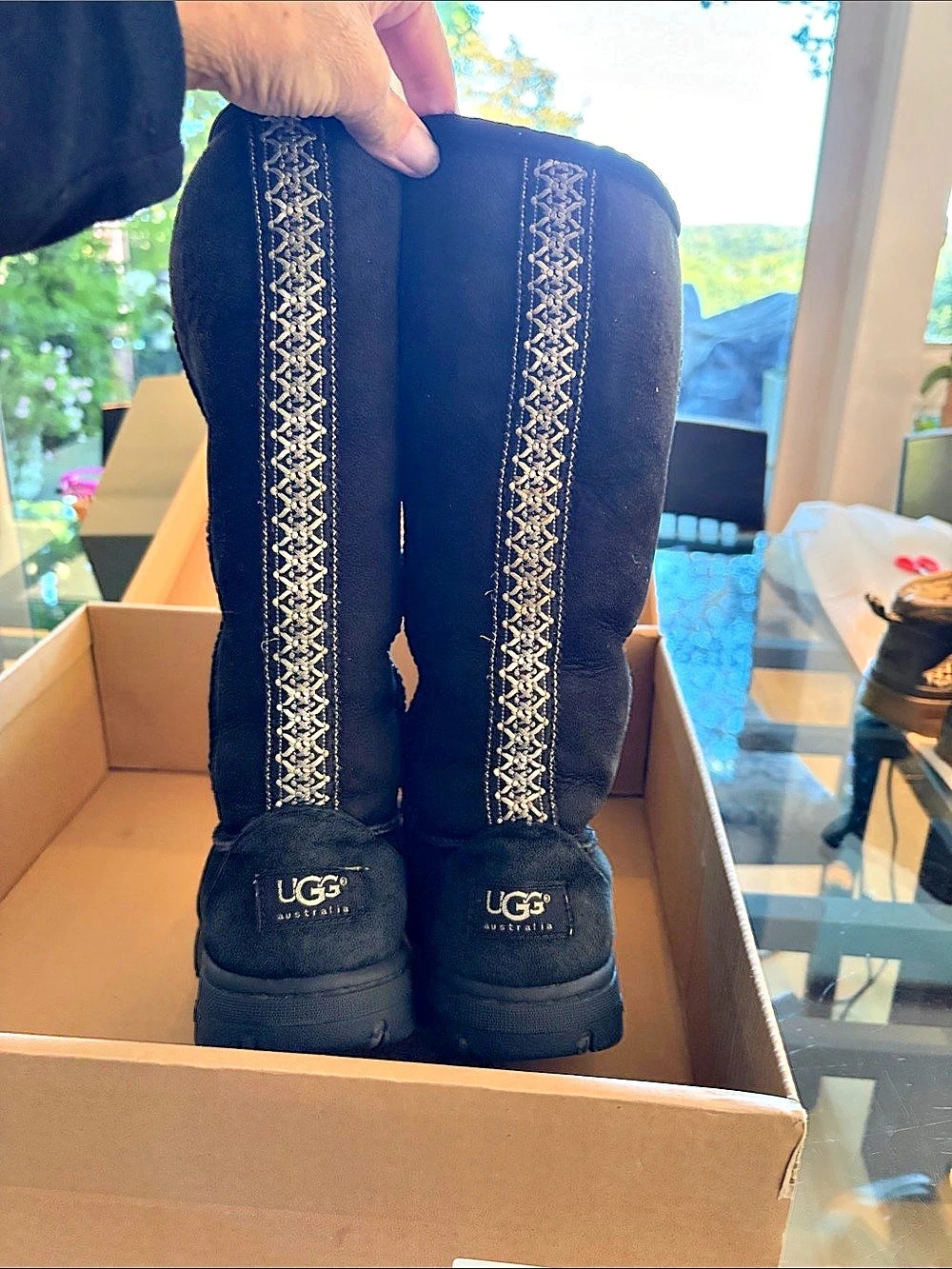 UGG Ultimate Tall Braid Winter Boots Black US 7